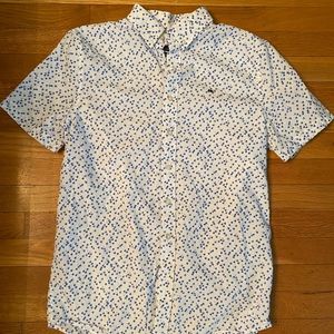Vineyard vines boys size 18 WHALE shirt blue white short sleeve button down.
